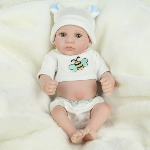 Boy-175 - Full Silicone Reborn Baby Dolls 10 inch 25cm Bebe Alive Lifelike Mini Menina Toddler Realistic Play Toys Bath Playmate Gift