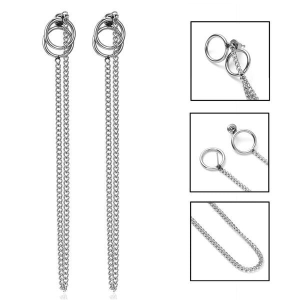 2 - Pendientes Mujer Moda 2018 Korean Fashion Jewelry Geometric Long Tassel Stud Earrings For Women Brincos Kpop Earrings Men