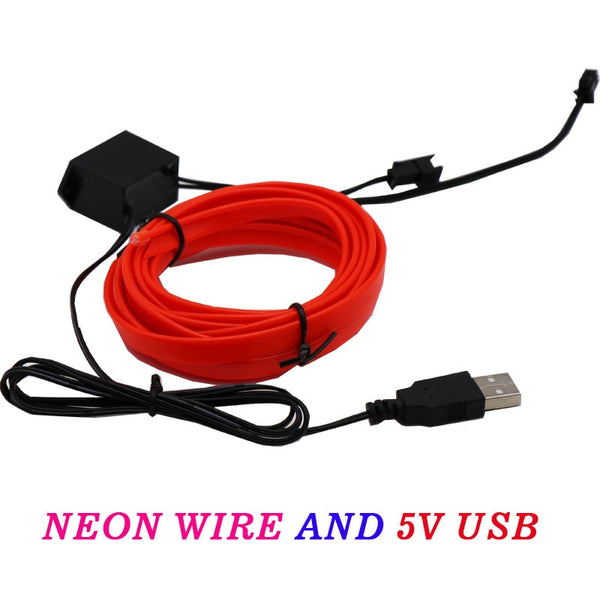 [variant_title] - EL Wire 8mm Sewing Edge Neon car Lights Dance Party Car Decor Light Flexible EL Wire lamps Rope Tube LED Strip With DC12V Driver