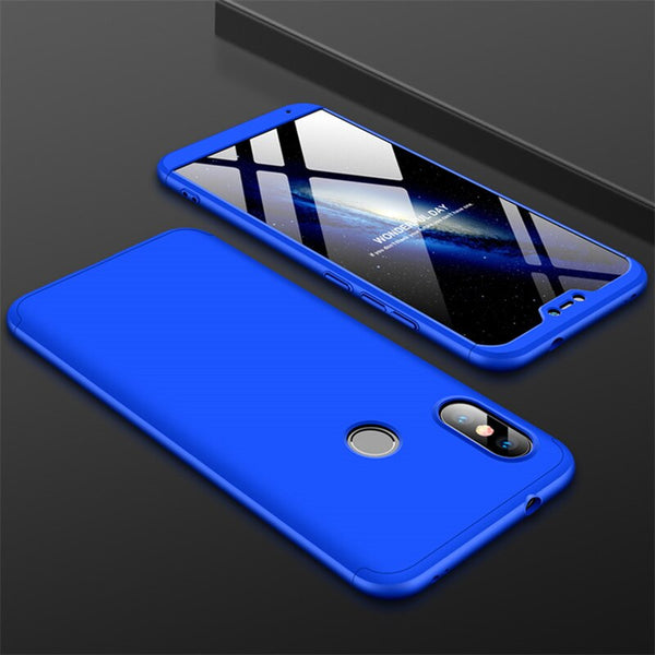 Blue Case / Xiaomi Mi A1 / Case & Screen Protector - 3-in-1 Protect Case 360 Xiaomi Mi A2 lite Mi A2 A1 Phone Case Hard Plastic Xiaomi Mi A1 A2 Cover Tempered Glass Case Fully Cover