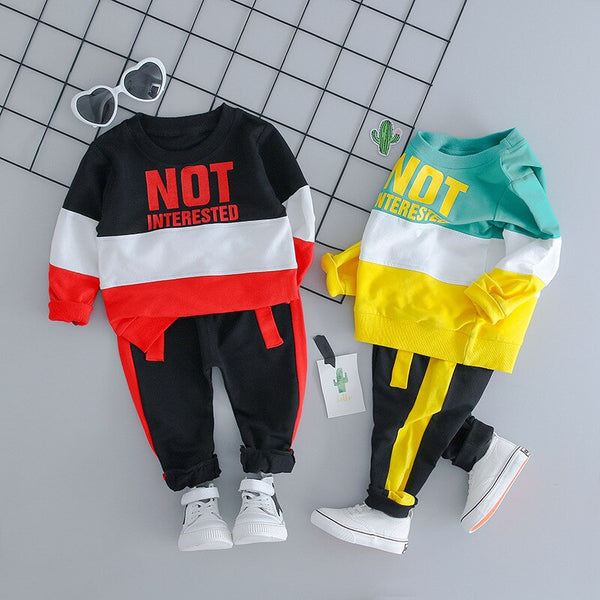 [variant_title] - 2019 new Autumn Boy Pinch Alphabet Sports Suit Clothes Children's Letter Top + Pants Two-piece Clothing Sets