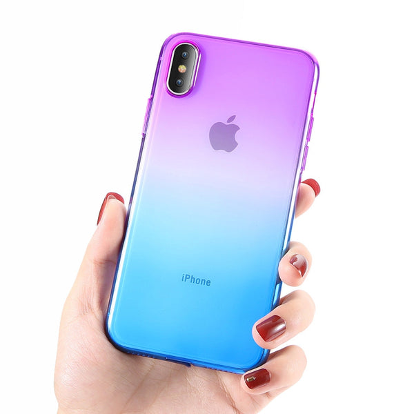 Purple Blue / For iPhone 7 8 - FLOVEME For iPhone 6 6S iPhone 7 8 Plus Ultra Thin Cases for iPhone X XS Max XR Clear TPU Phone Cases For iPhone 5S 5 SE Fundas