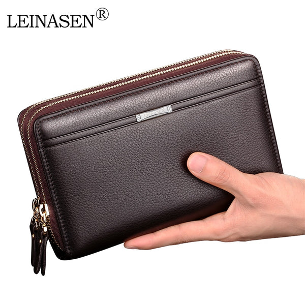 [variant_title] - Men wallets with coin pocket long zipper coin purse for men clutch business Male Wallet Double zipper Vintage Large Wallet Purse