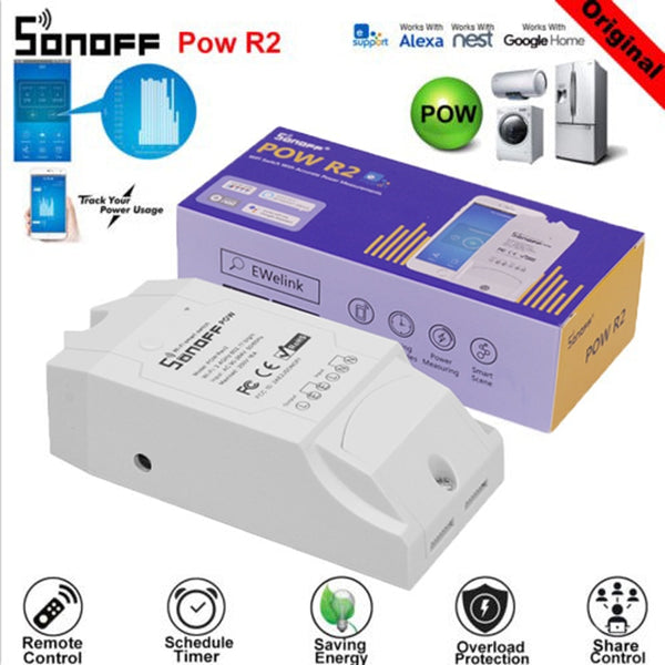 [variant_title] - Sonoff Pow R2 Wifi Smart Switch Ewelink With Higher Accuracy Monitor Energy Usage Smart Home Power Measuring With Alexa Google