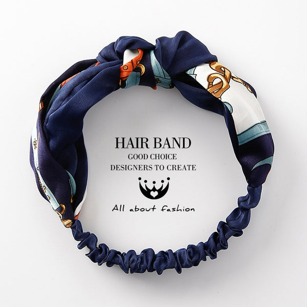 [variant_title] - MENGJIQIAO Women Hair Accessories Fashion Headband Fabric Cross Knotted Bow Chiffon Floral Hair Band Korea Headdress ladies Hoop