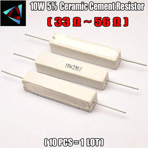 [variant_title] - 10pcs 10W 5% 33 39 47 51 56 ohm R Ceramic Cement Resistor / Resistance Passive Component
