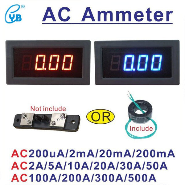 [variant_title] - YB5135B AC Current Meter LED Digital Ampere Meter 20mA 200mA 2A 10A 50A 100A 200A 300A 500A Micro Ammeter Amp Panel Meter 3 1/2