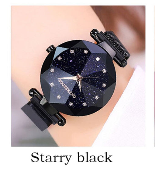 XK-black - luxury ladies watch magnet mesh with starry luminous fashion diamond female quartz watch relogio feminino zegarek damski