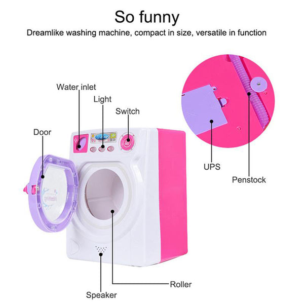 [variant_title] - Mini makeup brush cleaning electric washing machine toys pretend play kids toys Furniture Housework Toys Children Birthday gift (Pink)