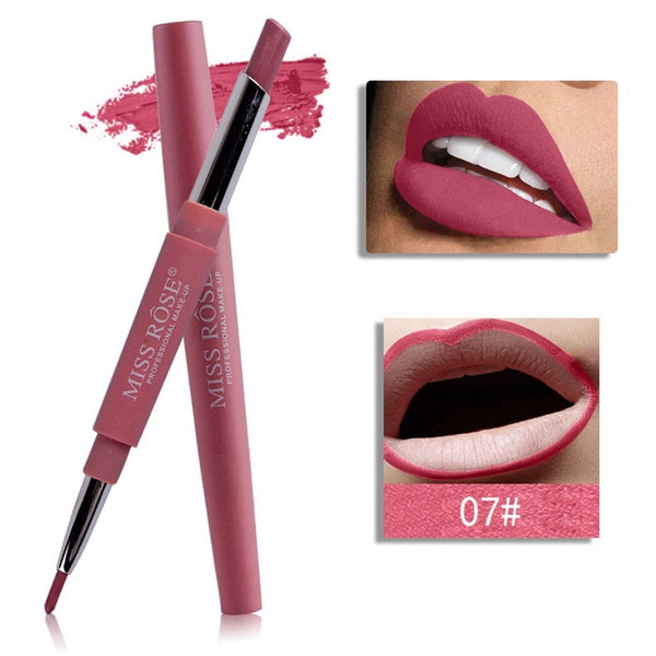 07 - 14 Color Double-end Lip Makeup Lipstick Pencil Waterproof Long Lasting Tint Sexy Red Lip Stick Beauty Matte Liner Pen Lipstick