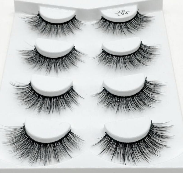 L04 - HBZGTLAD 4 pairs natural false eyelashes fake lashes long makeup 3d mink lashes eyelash extension mink eyelashes for beauty