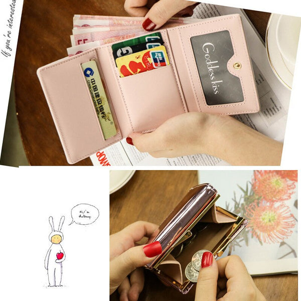[variant_title] - New Women Laser Holographic Wallets Short Cute Purse Small Wallet Women Folding Wallet Card Holder Coin Purse Portefeuille Femme