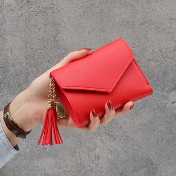 New-Red - New Money Small Wallet Women Casual Solid Wallet Fashion Female Short Mini All-match Korean Students Love Small Wallet