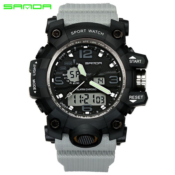 gray - SANDA top luxury brand G style men's military sports watch LED digital watch waterproof men's watch Relogio Masculino