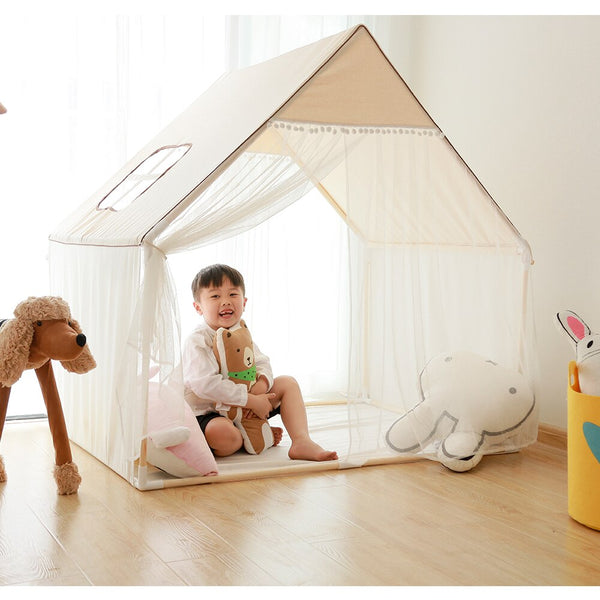 [variant_title] - Children Play House Tent 100% Natural Cotton Canvas Large Castle Portable Indoor and Outdoor Fun Plays Best Gift For Kids