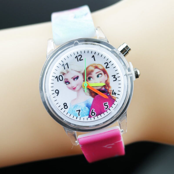 [variant_title] - Princess Elsa Children Watches Spiderman Colorful Light Source Boys Watch Girls Kids Party Gift Clock Wrist Relogio Feminino