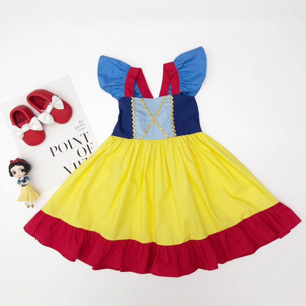 [variant_title] - Girls dress princess cartoon character dresses summer cotton kids clothing