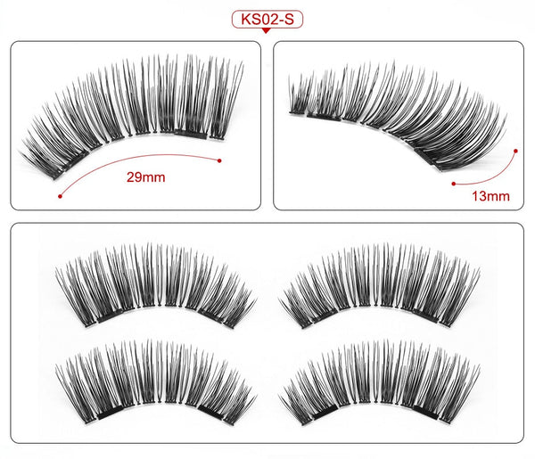 KS02-2 - 4pcs/pairs Magnetic Eyelashes 3D magnet lashes Soft Natural Long Hair Magnet Eyelashes on the Magnet False Eye Lashes Extensions