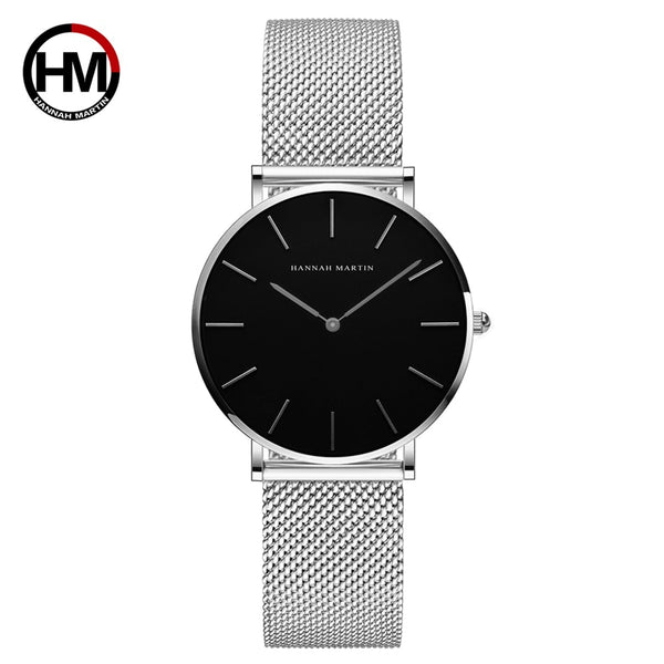 CH36-WYY - Japan Quartz Movement High Quality 36mm hannah Martin Women Stainless Steel Mesh Rose Gold Waterproof Ladies Watch Dropshipping