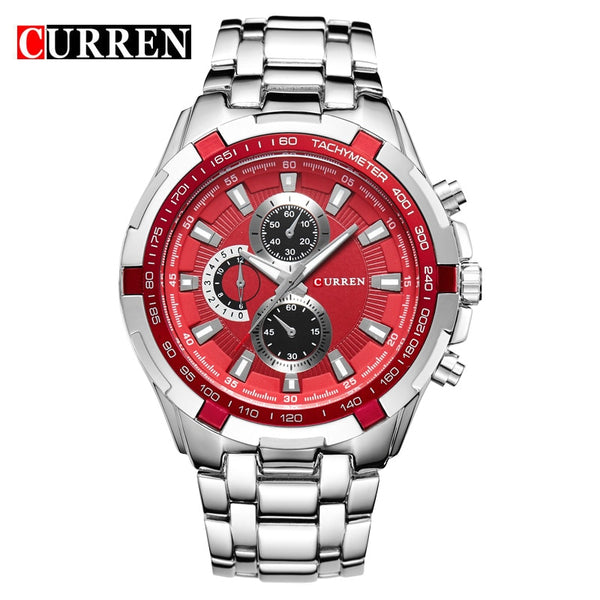 silver red - HOT2016 CURREN Watches Men quartz TopBrand  Analog  Military male Watches Men Sports army Watch Waterproof Relogio Masculino8023