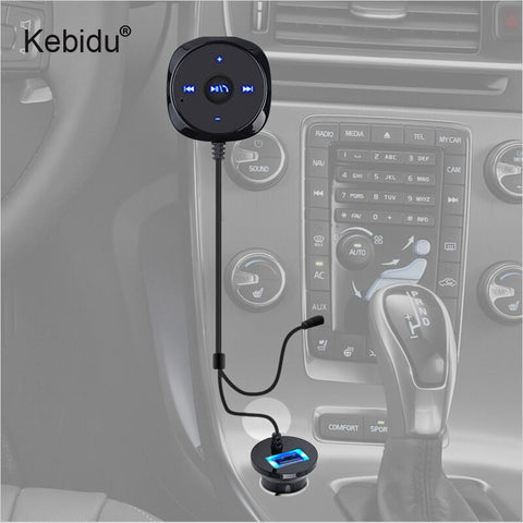 Default Title - kebidu Handsfree Bluetooth Car Kit Magnetic Base MP3 A2DP 3.5mm AUX Audio Music Receiver Adapter USB Charger  For iphone Android