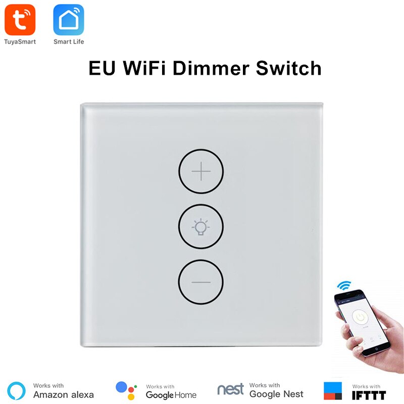 EU standard - Tuya EU WiFi LED Dimmer Switch 220V Dimming Panel Switch Connected To Alexa Google Home Voice Control Dimmer For LED Lamps IFTTT
