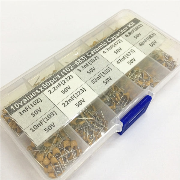 [variant_title] - 1500pcs 30Valuesx50 10pF~10uF (100~106) Multilayer/Monolithic Ceramic Capacitor Assorted kit with 3 storage box