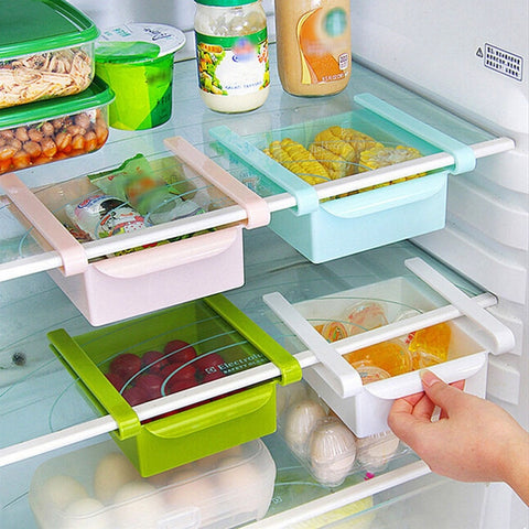 [variant_title] - Mini ABS Slide Kitchen Fridge Freezer Space Saver Organization Storage Rack Bathroom Shelf