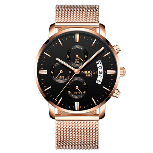 Rose Black Alloy - NIBOSI Relogio Masculino Men Watches Luxury Famous Top Brand Men's Fashion Casual Dress Watch Military Quartz Wristwatches Saat