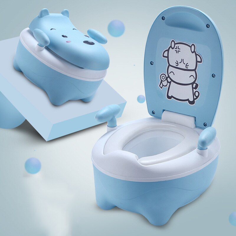 Blue Have Soft Pad - Baby Potty Toilet Bowl Children's Training Pan Toilet Seat Cartoon Bear Bedpan Portable Kids Urinal Comfortable Backrest Potties