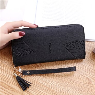 Black - Womens Wallets and Purses PU Leather Wallet Femal Red/pink/black/gray Long Women Purse Large Capacity Bag Women&#39;s Wallet