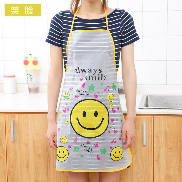 Green - Cartoon Apron Kit Bib Apron Cartoon Long Sleeveless  Waterproof Kitchen Aprons For Men And Women