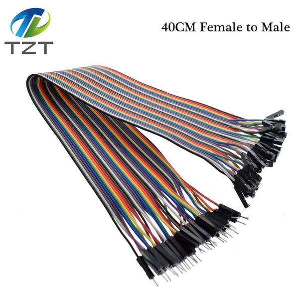 40CM female to Male - TZT Dupont Line 10cm/15cm/40cm Male to Male + Female to Male and Female to Female Jumper Wire Dupont Cable for arduino DIY KIT
