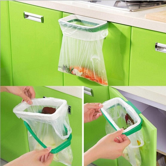 [variant_title] - 1PC Cupboard Door Back Trash Rack Storage Garbage Bag Holder Hanging Kitchen Cabinet Hanging Trash Rack OK 0260