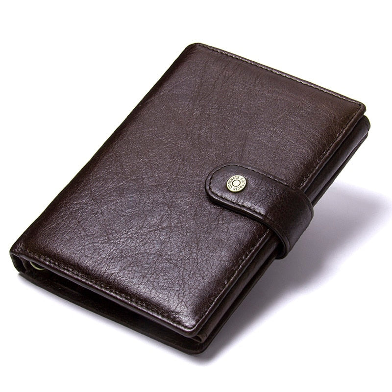 Default Title - Casual Genuine Leather Wallet Men Passport Holder Coin Purse PORTFOLIO MAN Portomonee Short Wallets Passport Cover Travel Bag