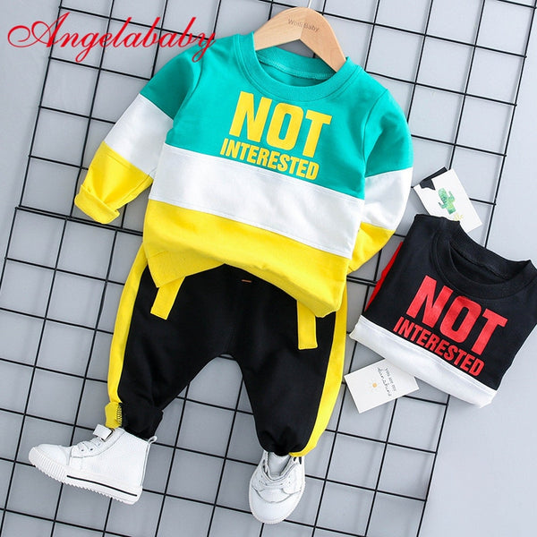 [variant_title] - 2019 new Autumn Boy Pinch Alphabet Sports Suit Clothes Children's Letter Top + Pants Two-piece Clothing Sets