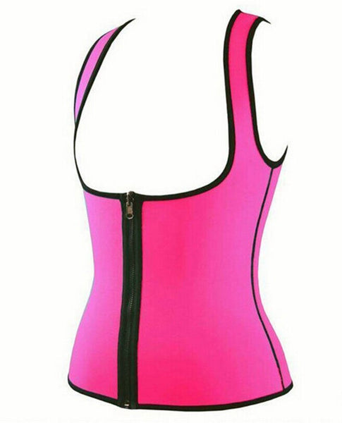 Pink / S - 2019 Fat Burning Women Sexy Body Shaper Neoprene Slimming Waist Slim Vest Underbust Waist Cincher Woman Zippers Shapers Tops