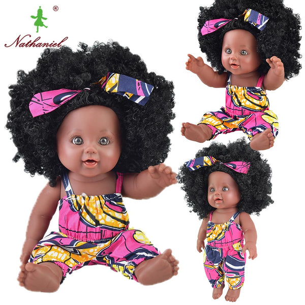 02 - black  baby dolls pop green African! 12inch  lol reborn silicone vinyl 30cm newborn poupee boneca baby soft toy girl kid todder