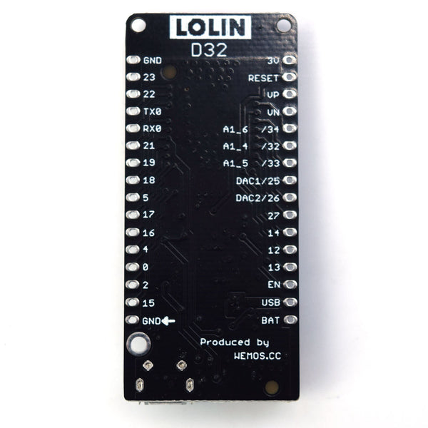 [variant_title] - LOLIN D32 V1.0.0 - wifi & bluetooth board based ESP-32 esp32 ESP-WROOM-32 4MB FLASH Arduino MicroPython Compatible