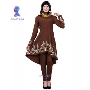 [variant_title] - ZK009 Fashion Muslim Solid color hot stamping top gilded Printing Women's clothing Middle East Ramadan Islamic Abaya