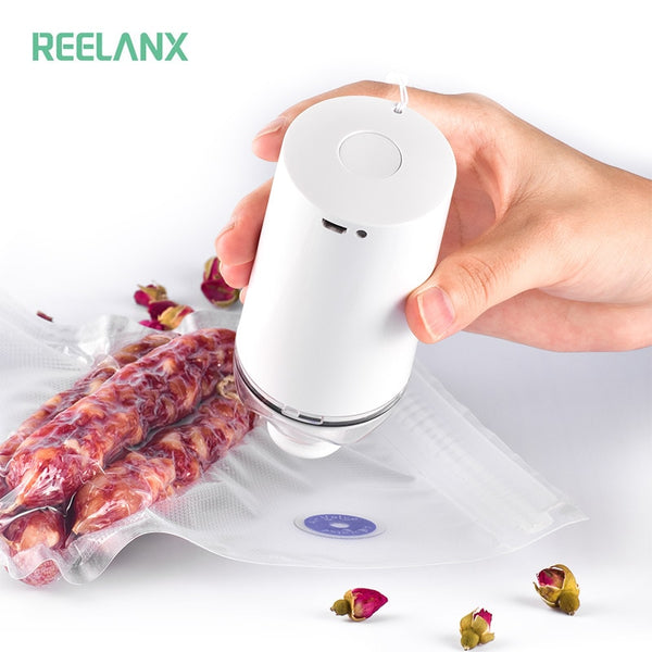 [variant_title] - REELANX Handheld Vacuum Sealer Machine with 5 or 10 Vacuum Zipper Bags Portable mini Vacuum Pump for Sous Vide Precision Cooker