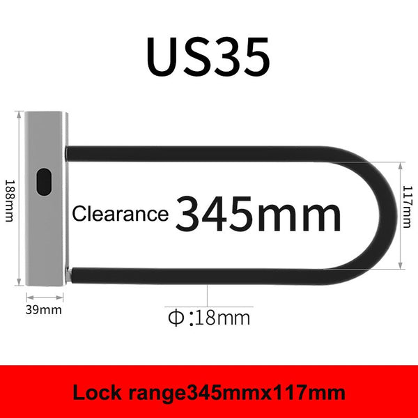 US35 - Smart Bluetooth APP Door lock U shape Lock for Store Company Glass Double Door Anti-theft APP Remote Control U-shaped locks