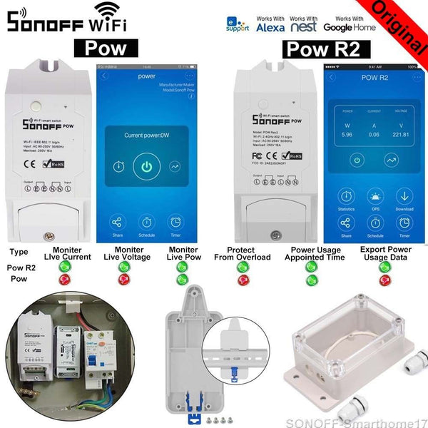 [variant_title] - Sonoff Pow R2 16A Smart Wifi Switch Power Monitor Measurement Home Energy Wireless Remote Voice Control Home Home Automation (sonoff Pro R2)