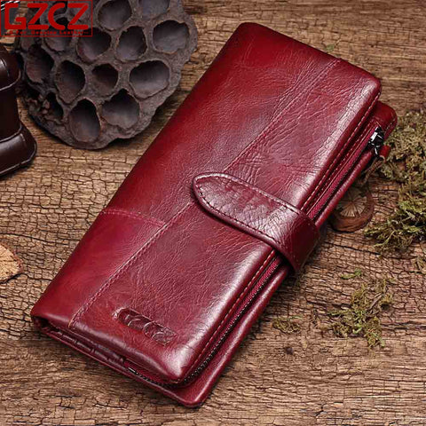 [variant_title] - GZCZ 2019 Genuine Leather Women Wallet Purse Female Luxury Cow Leather Business Women's Handbag Genuine Leather Pouch