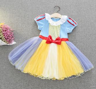 Orange / 2T - Princess Snow White Pattern Dress Children's Day Fairy Tutu Mini Dress Kids Fancy Party Dress Costume Character Dress Cloth