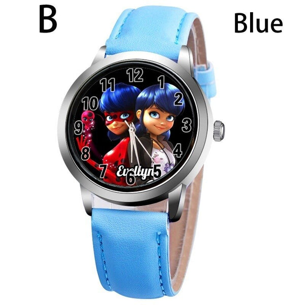 B-BLUE - New arrive Miraculous Ladybug Watches Children Kids gift Watch Casual Quartz Wristwatch fashion leather watch Relogio Relojes