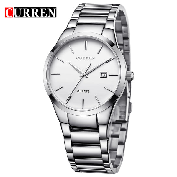 silver white - relogio masculino CURREN Luxury Brand  Analog sports Wristwatch  Display Date Men's Quartz Watch Business Watch Men Watch 8106