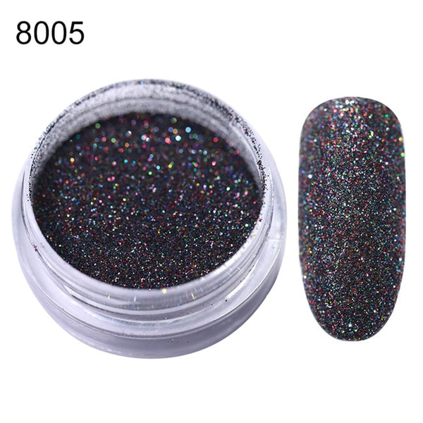 8005 - Gradient Shiny Nail Glitter Set Powder Laser Sparkly Manicure Nail Art Chrome Pigment Silver DIY Nail Art Decoration Kit
