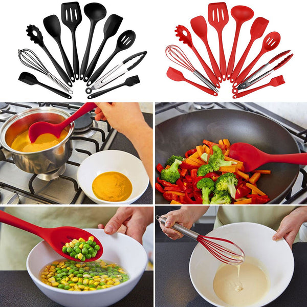 [variant_title] - 10pcs kitchen tools cooking tools accessories silicone non-stickware cutlery set kitchen cooking spoon pot shovel egg blender