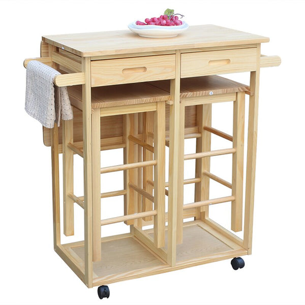 [variant_title] - Simple fashion Foldable Without Handle Dining Cart With Square Stools Kitchen organize storage cabinet Home furniture